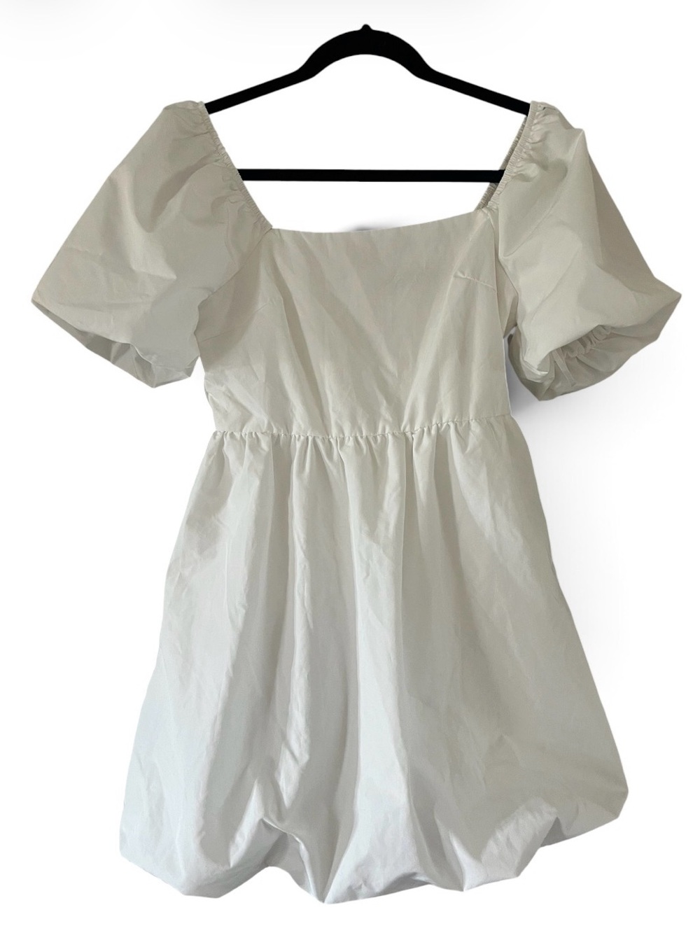 SHEIN Puff Sleeve Square Neck Mini Dress in Cream